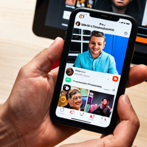 Home 15 **
A person scrolling through a social media feed on their phone, featuring short-form videos and influencer marketing. Bright colors, modern interface, focus on engagement. Include elements showing live streaming and podcast recommendations. Overall impression: Dynamic, informative, and entertaining.
**