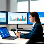 A professional PR strategist, fully clothed in a modest business suit, is seated at a sleek, ergonomic desk within a modern, sunlit office. Multiple large digital screens surround them, displaying complex real-time data analytics, social media feeds, and trend graphs, reflecting the digital transformation of public relations. The strategist, with perfect anatomy and natural proportions, is actively interacting with a laptop and a tablet, demonstrating focused, data-driven work. The scene emphasizes innovation and efficiency. Safe for work, appropriate content, family-friendly, well-formed hands, natural body proportions, professional photography, high quality.