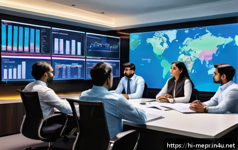 위기 대응 PR 사례 - A professional Indian crisis management team in a modern office setting, engaged in a dynamic meetin...
