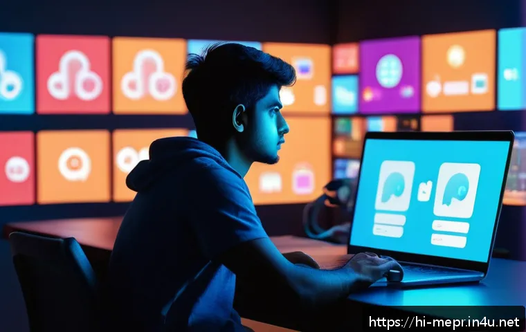 미디어 심리학 - A detailed digital art scene depicting a young Indian adult sitting in a dimly lit room, surrounded ...