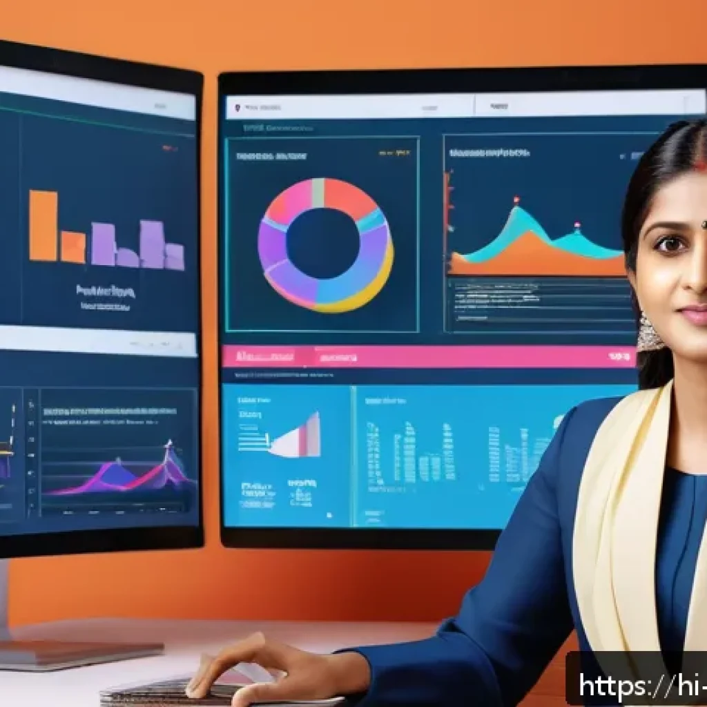 디지털 시대 PR 커뮤니케이션 - A modern digital marketing office scene focused on a professional Indian woman in traditional yet co...