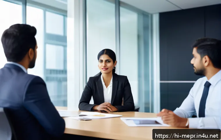 PR 윤리와 책임 - A professional Indian businesswoman in a modern office setting, dressed in elegant formal attire wit...